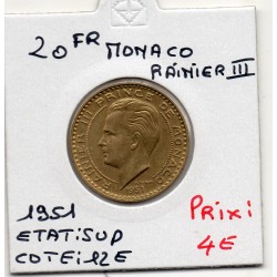 Monaco Rainier III 20 francs 1951 Sup, Gad 140 pièce de monnaie