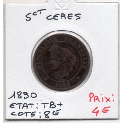5 centimes Cérès 1890 TB+, France pièce de monnaie