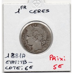 1 Franc Cérès 1881 A paris TB-, France pièce de monnaie