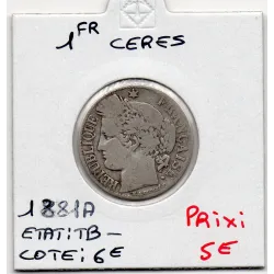 1 Franc Cérès 1881 A paris TB-, France pièce de monnaie