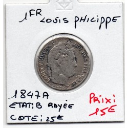 1 Franc Louis Philippe 1847 A Paris B, France pièce de monnaie