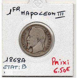 1 franc Napoléon III tête laurée 1868 A Paris B, France pièce de monnaie