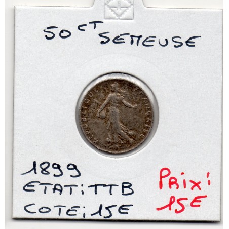 50 centimes Semeuse Argent 1899 TTB, France pièce de monnaie