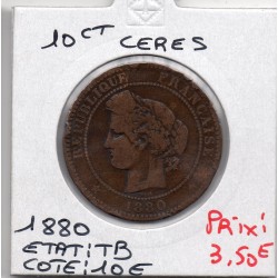 10 centimes Cérès 1880 A Paris TB, France pièce de monnaie