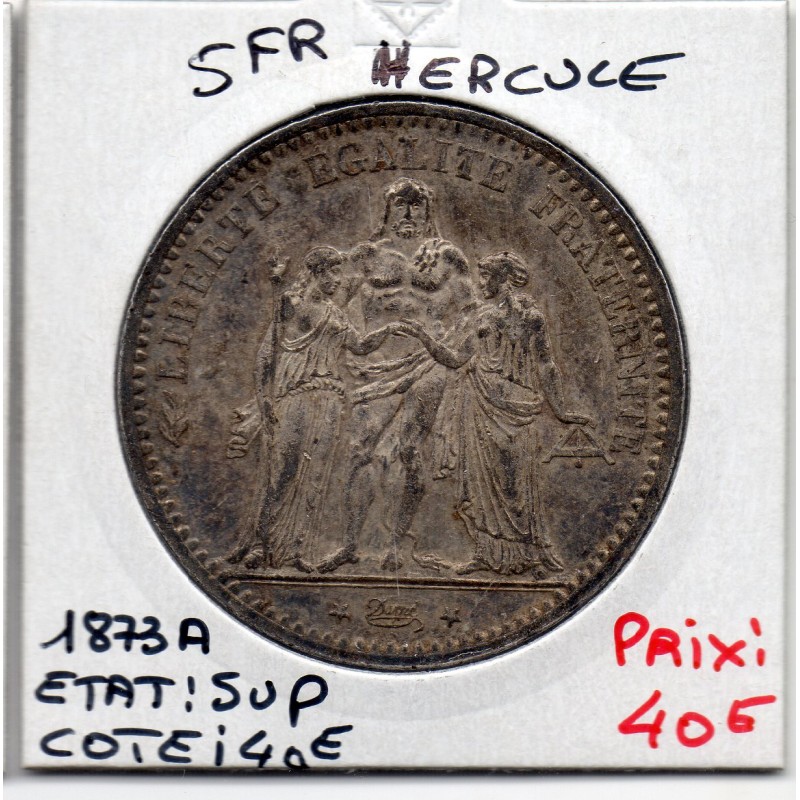 5 francs Hercule 1873 A Paris Sup, France pièce de monnaie