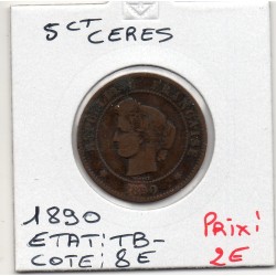 5 centimes Cérès 1890 TB-, France pièce de monnaie