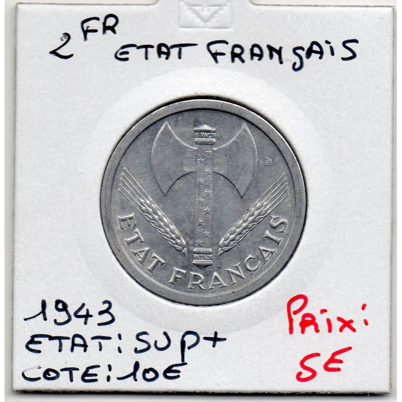 2 francs Francisque Bazor 1943 Sup+, France pièce de monnaie