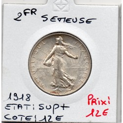 2 Francs Semeuse Argent 1918 Sup+, France pièce de monnaie
