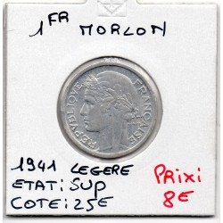 1 franc Morlon 1941 légère Sup, France pièce de monnaie