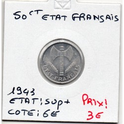 50 centimes Francisque Bazor 1943 Légère Sup+, France pièce de monnaie