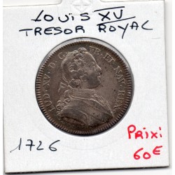 Jeton Louis XV Trésor royal argent, 1726 QUO POSTULAT USUS