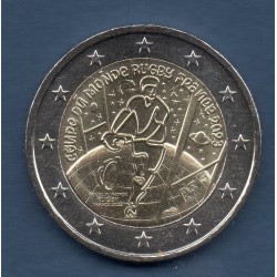 2 euro commémorative France fleur de coins 2023 Coupe du monde de Rugby piece de monnaie €