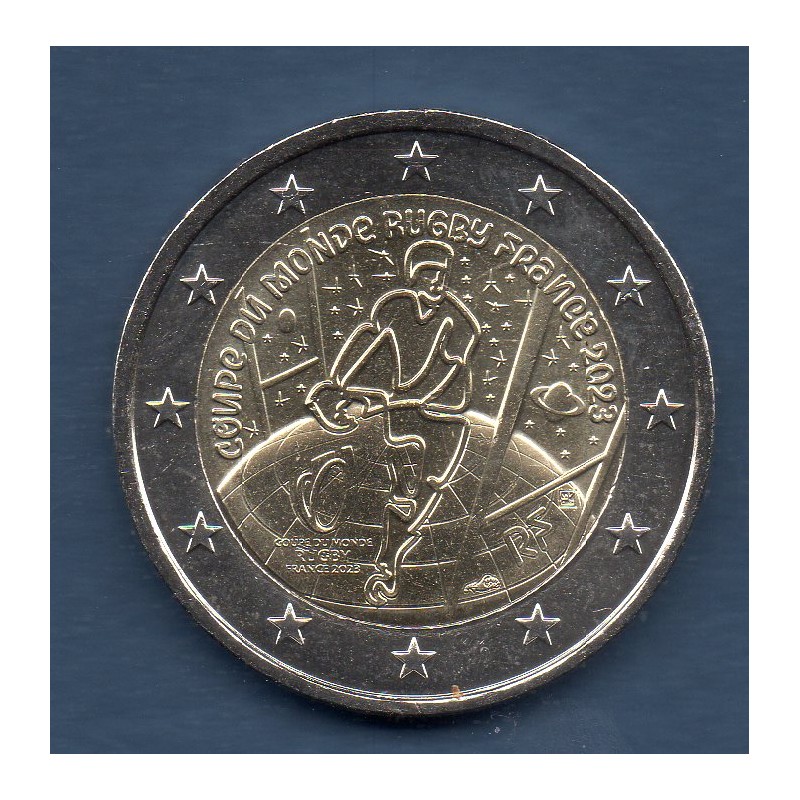 2 euro commémorative France fleur de coins 2023 Coupe du monde de Rugby piece de monnaie €