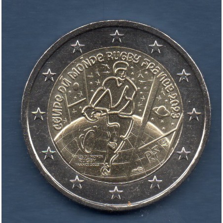 2 euro commémorative France fleur de coins 2023 Coupe du monde de Rugby piece de monnaie €