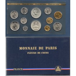 Coffret FDC Fleur de coins France 1986 avec les 12 pièces de monnaies en Franc