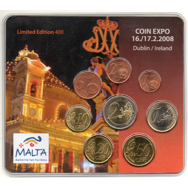 Coffret BU Malte 2008 expo Dublin série de pièce euro brillant universel