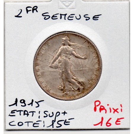 2 Francs Semeuse Argent 1915 Sup+, France pièce de monnaie