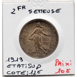 2 Francs Semeuse Argent 1919 Sup, France pièce de monnaie