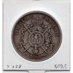 5 francs Napoléon III tête laurée 1868 BB Strasbourg TTB, France pièce de monnaie