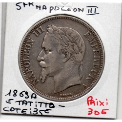 5 francs Napoléon III tête laurée 1869 A Paris TTB-, France pièce de monnaie