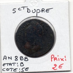 5 centimes Dupré An 8 BB Strasbourg B, France pièce de monnaie