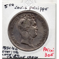 5 francs Louis Philippe 1831 MA tranche Creux Marseille TB, France pièce de monnaie
