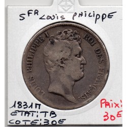 5 francs Louis Philippe 1831 M tranche Creux Toulouse TB, France pièce de monnaie
