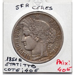 5 francs Cérès 1851 A Paris TTB, France pièce de monnaie