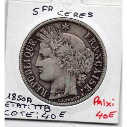 5 francs Cérès 1850 A Paris TTB, France pièce de monnaie