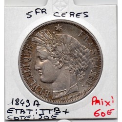 5 francs Cérès 1849 A Paris TTB+, France pièce de monnaie
