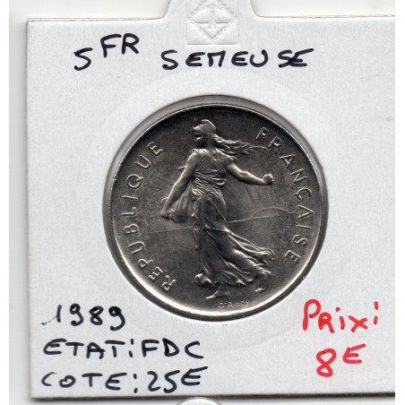 5 francs Semeuse Cupronickel 1989 FDC, France pièce de monnaie