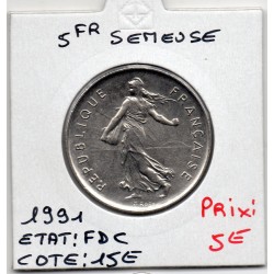 5 francs Semeuse Cupronickel 1991 FDC, France pièce de monnaie