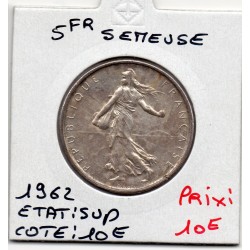5 francs Semeuse Argent 1962 Sup, France pièce de monnaie