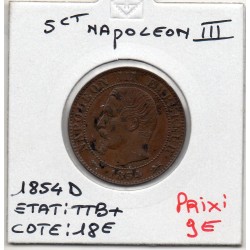 5 centimes Napoléon III tête nue 1854 D Lyon TTB+, France pièce de monnaie