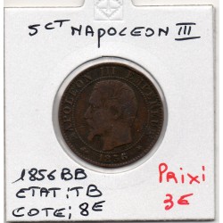 5 centimes Napoléon III tête nue 1856 BB Strasbourg TB, France pièce de monnaie