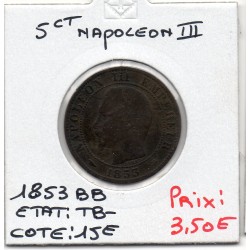 5 centimes Napoléon III tête nue 1853 BB Strasbourg TB-, France pièce de monnaie