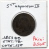5 centimes Napoléon III tête nue 1853 BB Strasbourg TB-, France pièce de monnaie