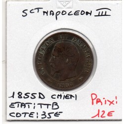 10 centimes Napoléon III tête nue 1855 K ancre Bordeaux TB-, France pièce de monnaie