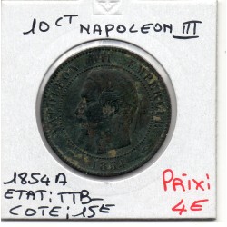 10 centimes Napoléon III tête nue 1854 A Paris TTB-, France pièce de monnaie