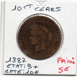 10 centimes Cérès 1887 A Paris B+, France pièce de monnaie