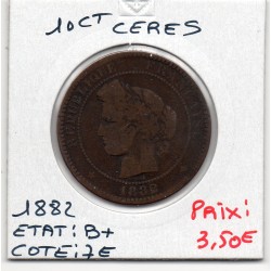 10 centimes Cérès 1882 A Paris B+, France pièce de monnaie