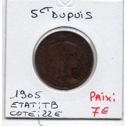 5 centimes Dupuis 1905 TB, France pièce de monnaie
