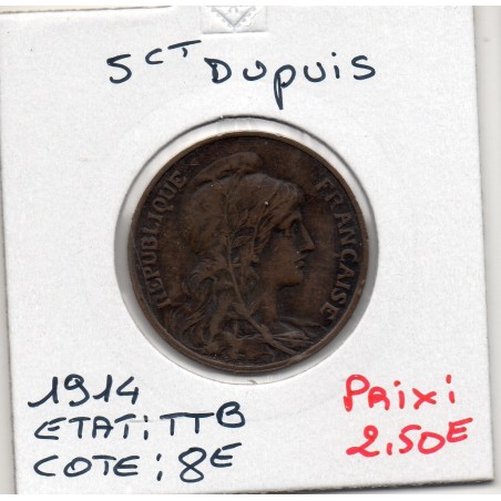 5 centimes Dupuis 1914 TTB, France pièce de monnaie