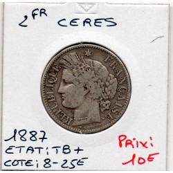 2 Francs Cérès 1887 TB+, France pièce de monnaie