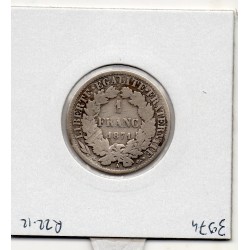 1 Franc Cérès 1871 petit A Paris B, France pièce de monnaie