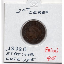 2 centimes Cérès 1878 A Paris TTB, France pièce de monnaie