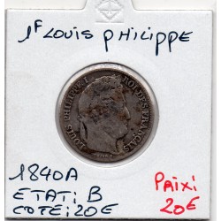 1 Franc Louis Philippe 1840 A Paris B, France pièce de monnaie