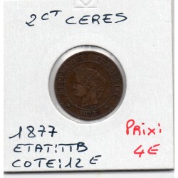 2 centimes Cérès 1877 A Paris TTB, France pièce de monnaie