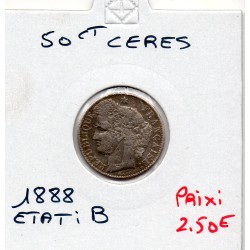 50 centimes Cérès 1888 A Paris B, France pièce de monnaie