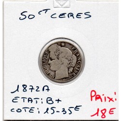 50 centimes Cérès 1872 A Paris B+, France pièce de monnaie
